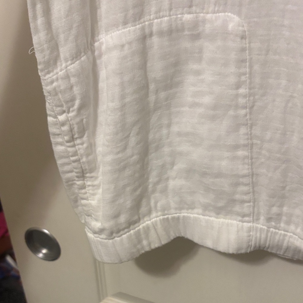 Banana Republic White Drawstring Pullover 100% Cotton Long-Sleeved Shirt - Picture 5 of 6